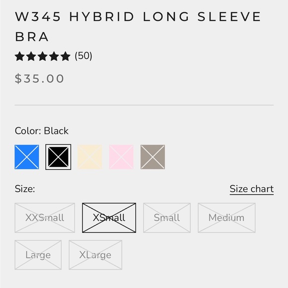 YoungLA Hybrid Long Sleeve Bra W345 Size X-Small in Black - Picture 8 of 11